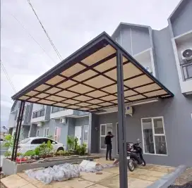 Kanopi atap alderon singgle layer + talang air dan profil