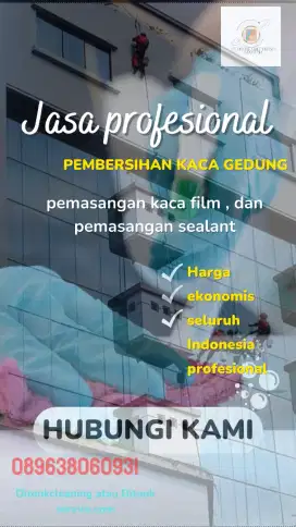 Pembersihan kaca gedung,pasca renovasi