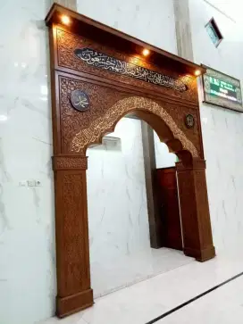 Mihrab masjid ukiran full kayu jati