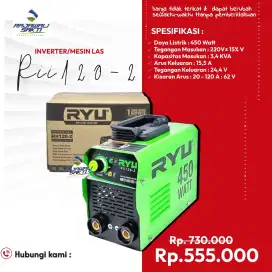 Mesin las ryu 450 watt 120 amper murah bergaransi