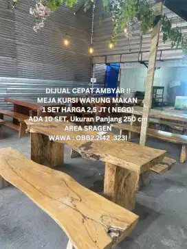 MEJA KURSI WARUNG KAYU  TREMBESI / BORONGAN MEJA KURSI HOTEL VILA