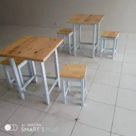 Meja cafe warungan set kursi 2