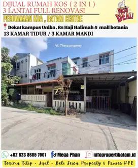 Dijual murah rumah kos 3 lantai full renovasi di perumahan kda