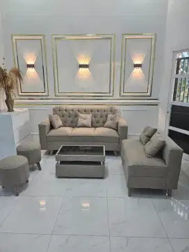 Sofa retro L minimalis + 2 stoll