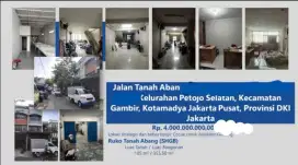 Dijual Ruko Tanah Abang Petojo Selatan
