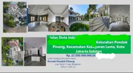 Dijual Rumah Duta Indah Kebayoran Lama