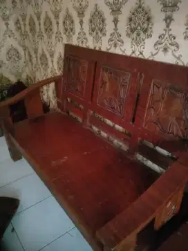 Kursi teras kayu tamu modern minimalis kokoh kuat satu set meja
