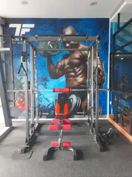 FREE PLAT BEBAN 40 KG SMITH MACHINE POWER RACK TL 022 ALAT FITNESS