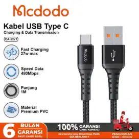 Mcdodo Kabel Data Charger USB Type C 60W 1M Fast Charging