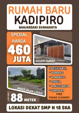 RUMAH BARU KOTA SOLO KADIPIRO STRATEGIS.