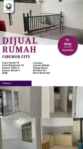Dijual Cepat Rumah 1 lantai di perumahan Cibubur City