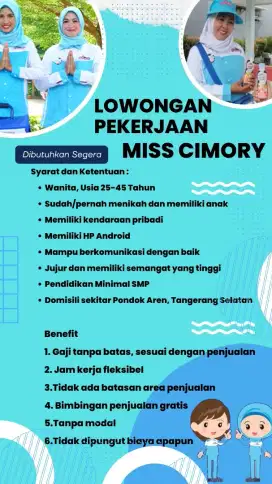 DIBUTUHKAN SEGERA
SALES MOTORIS CIMORY