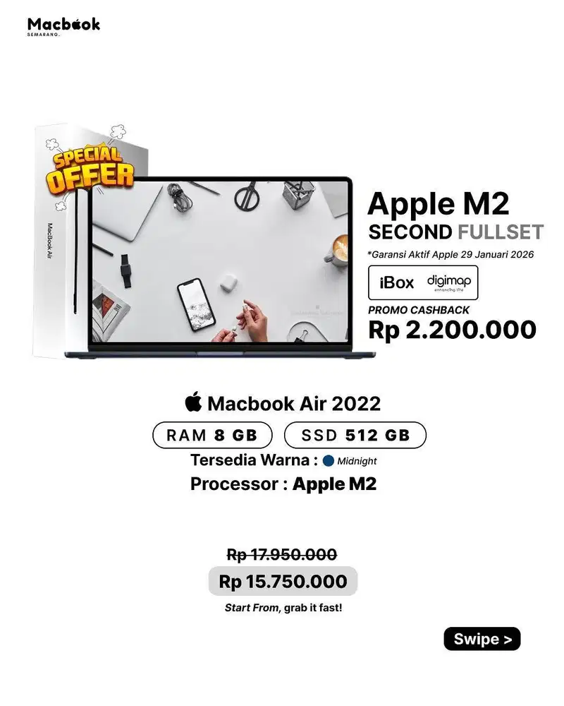 MACBOOK AIR 2022 M2 13 8/512GB BRAND NE OPEN BOX