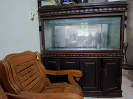 Jual Aquarium mewah model kaca mobil cembung  Full kayu Jati