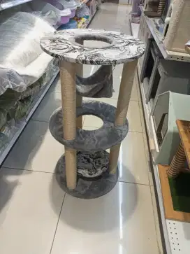 Rumah tempat mainan kucing 3 tingkat warna abu abu