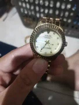 Jam Tangan Wanita Rolex Original Tali Rantai Motif Gerigi