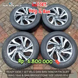 VELG ORIGINAL INNOVA FACELIFT RING 16 lebar 6 BAN BRIDGESTONE 205/65