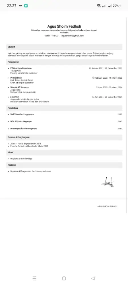 Cari kerja apa aja yang penting halal dan bisa bahagiain orang tua