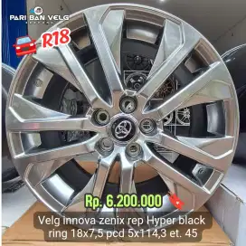 Velg innova zenix Hyper black Ring 18 lebar 7,5 pcd 5x114,3 et. 45