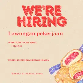 Lowongan bakery pastry staff cake decorator