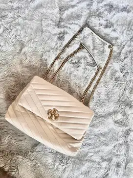 Tory Burch Kira Chevron Convertible Shoulder Original Bag New Cream