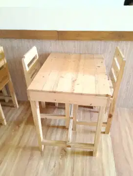 Meja+kursi kayu jati tebal set dengan kursi murah