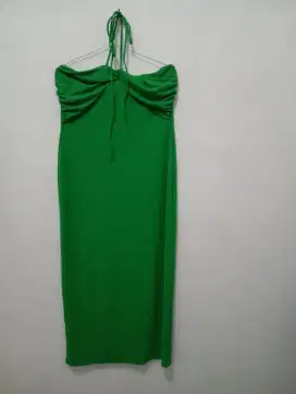Prelove dress wanita hijau botol zaa Ra like new