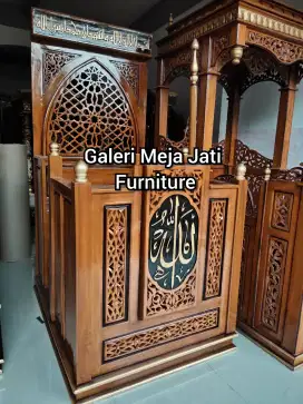 mimbar masjid podium minimalis ukir