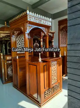 mimbar masjid kubah minimalis atap kayu jati