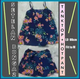 Setelan Tanktop wanita Bunga Bunga
