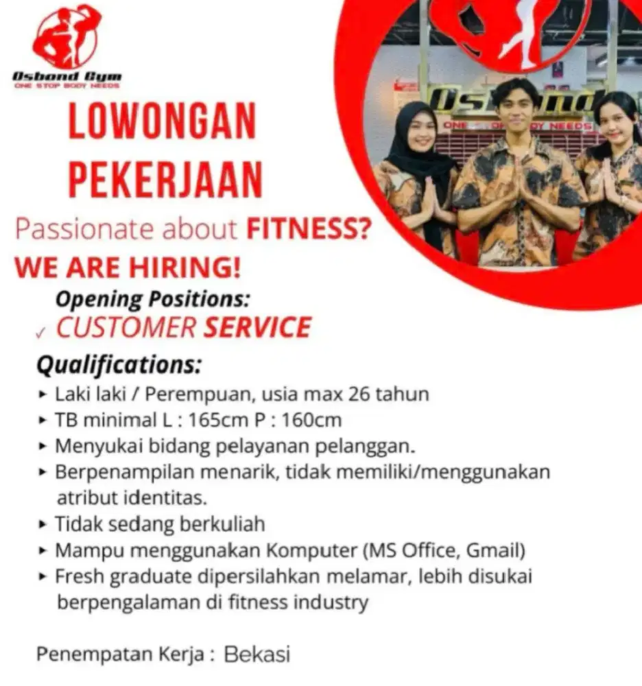 LOWONGAN CUSTOMER SERVICE MEGA GYM