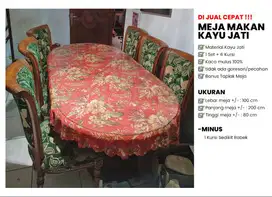 Dijual Cepat, Meja Makan Kayu Jati Harga Murah Meriah