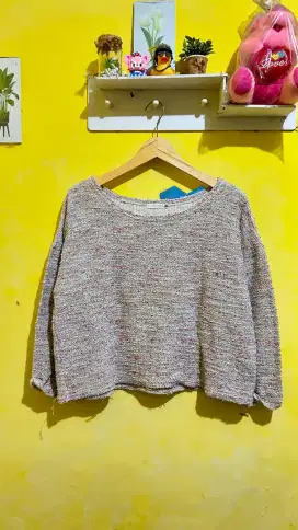 Rajut crop top grey