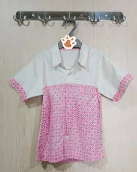 Kemeja Batik modern Anak Laki dan Perempuan Boy and Girl Pink