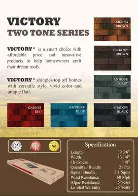 Atap Bitumen TAMCO VICTORY 3-TAB TWO TUNE 25 ALGAE RELIEF