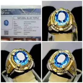Natural Batu Permata London Blue Topaz Memo Top Luster