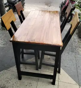 1Set Meja Makan+2kursi Panjang/Sandaran Jati belanda bisa Custom
