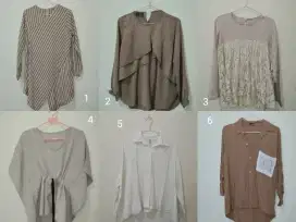 Baju Blouse wanita muslim, kelelawar oversize, Vneck, katun, 1 setel.