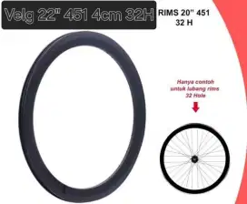 Dijual Velg Sepeda 20 Plus 22 451 32H T.4cm Hitam Black Seli Minitrek