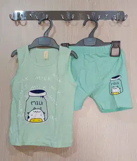 Setelan anak cowok cewek boy girl you can see pants Tosca hijau toska