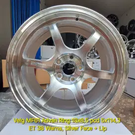 Velg Advan Ring 18x8,5 pcd 5x114,3 
ET 38 Warna,Silver Face + Lip