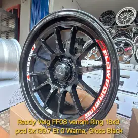 Velg Venom Ring 18x9 pcd 6x139.7 Et 0 Warna, Gloss Black