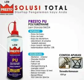 Lem Presto PU Polyurethane Lem Kayu dan Besi 650 Gram