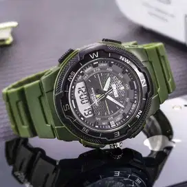 Jam tangan pria dual time skmei digital dan analog ab1454 green