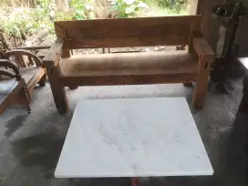 kursi kayu jati plus meja marmer