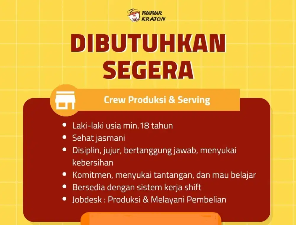 Lowongan Crew Bubur Kraton