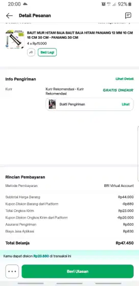 Baut mur 30.cm . Salah beli