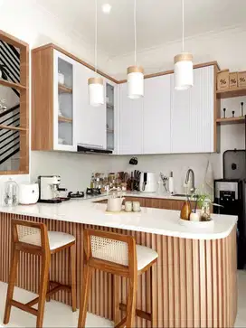 Kitchen set HPL Minimalis, Backdrop TV Lemari