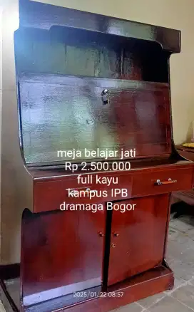 Meja belajar antik kayu jati tua bekas dah melamin Bogor IPB dramaga