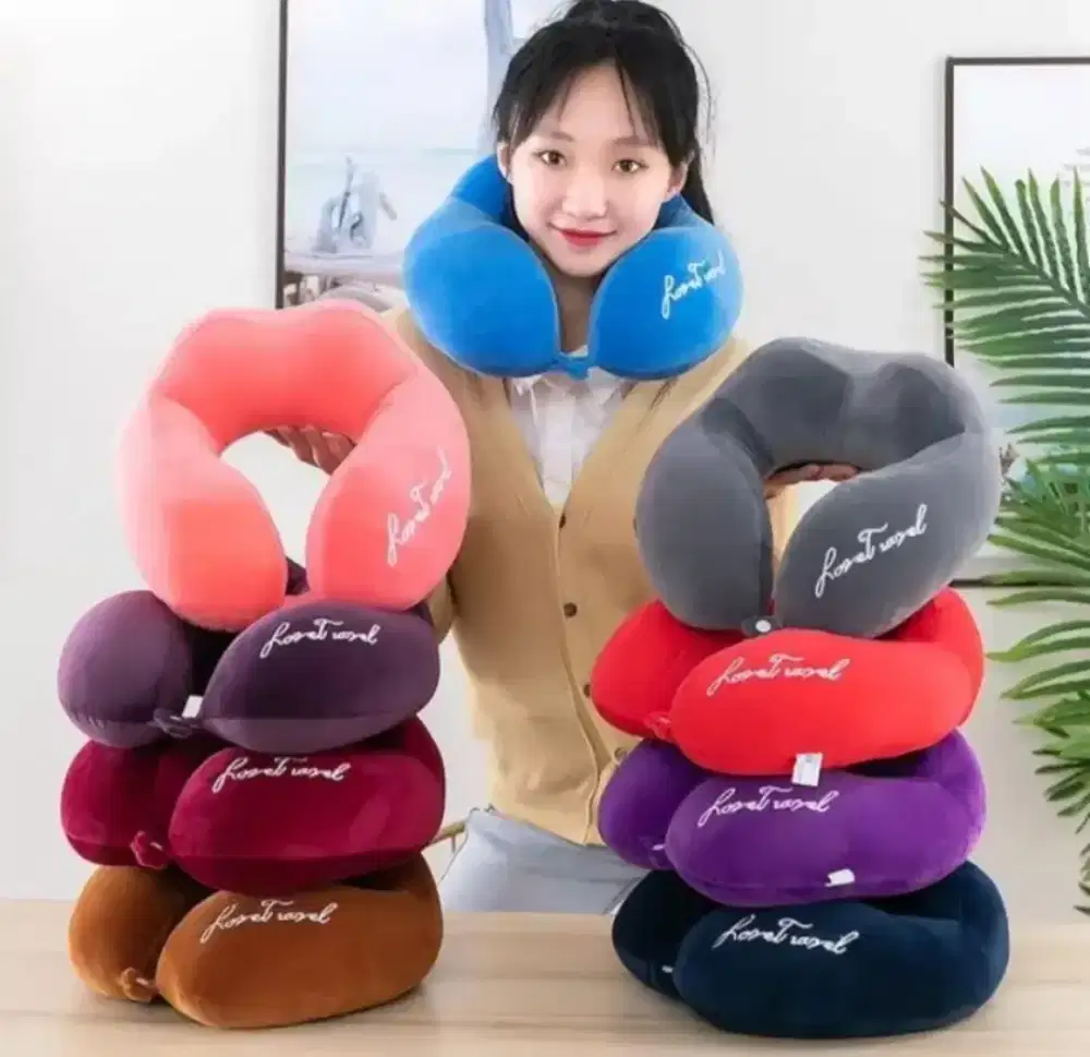 Bantal Leher Love Travel Foldable Travel Neck Pillow